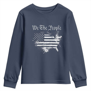 We The People Youth Sweatshirt Vintage Grunge American Flag 4th of July 1776 TS14 Navy Print Your Wear