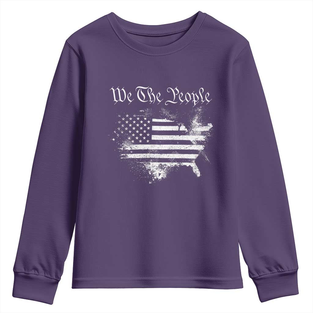 We The People Youth Sweatshirt Vintage Grunge American Flag 4th of July 1776 TS14 Purple Print Your Wear