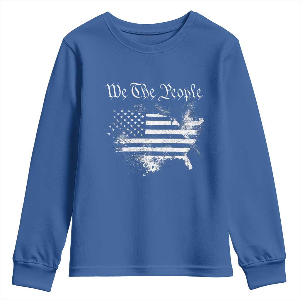 We The People Youth Sweatshirt Vintage Grunge American Flag 4th of July 1776 TS14 Royal Blue Print Your Wear