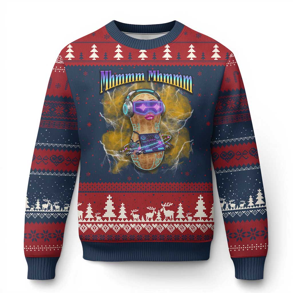 Funny Burnt Peanut Goop Ugly Christmas Sweater DJ Music Meme TS14 Navy Red Print Your Wear