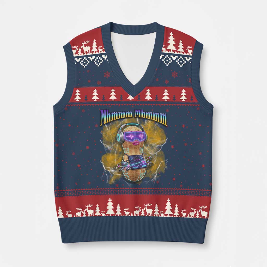 Funny Burnt Peanut Goop V-Neck Knit Sweater Vest DJ Music Meme TS14 Navy Red Print Your Wear