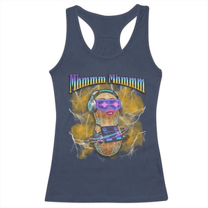 Funny Burnt Peanut Goop Racerback Tank Top DJ Music Meme TS14 Navy Print Your Wear