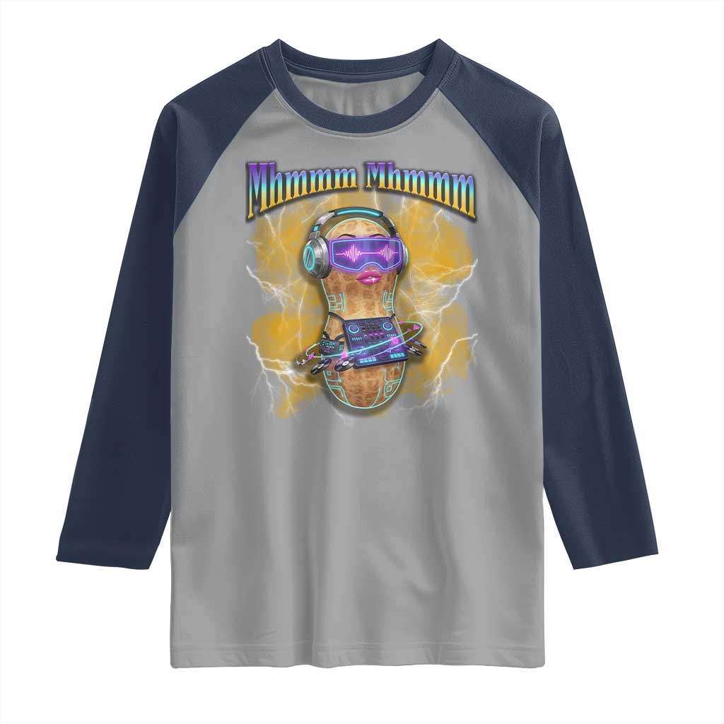 Funny Burnt Peanut Goop Raglan Shirt DJ Music Meme TS14 Sport Gray Navy Print Your Wear