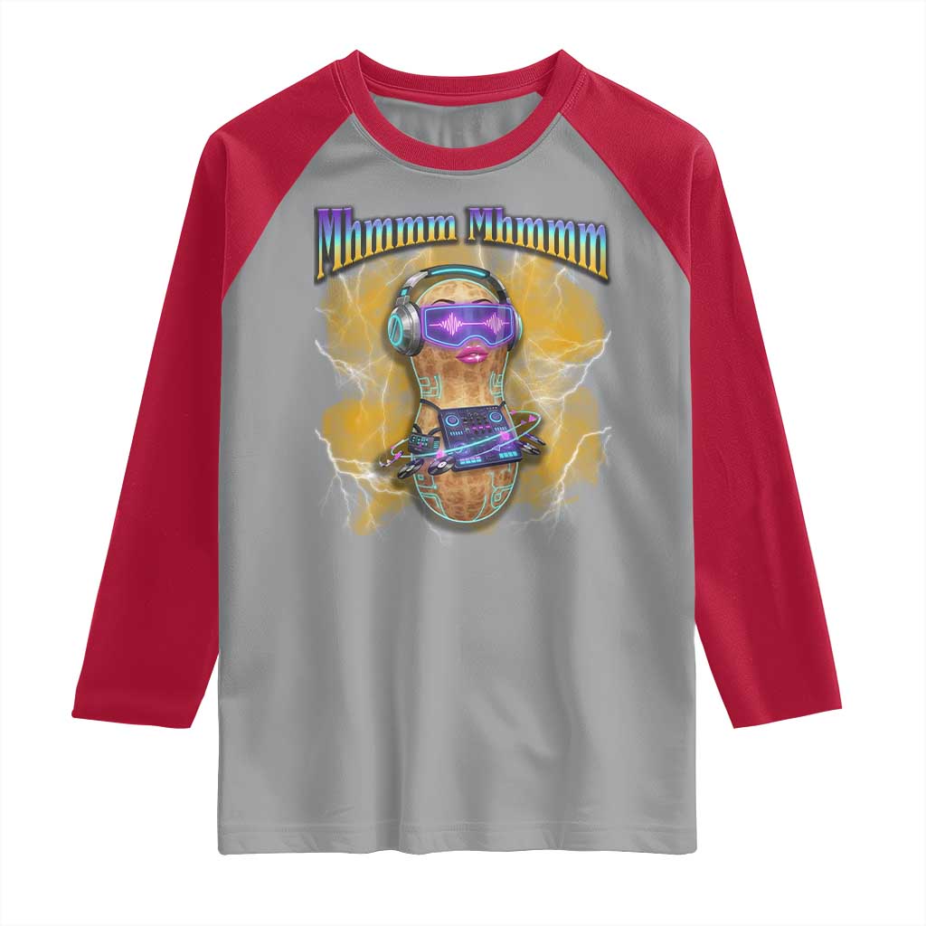 Funny Burnt Peanut Goop Raglan Shirt DJ Music Meme TS14 Sport Gray Red Print Your Wear
