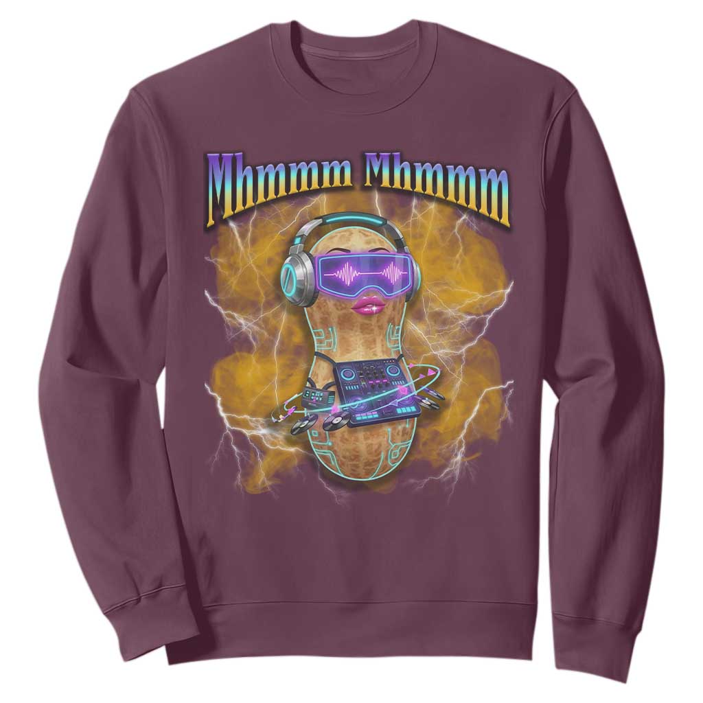 Funny Burnt Peanut Goop Sweatshirt DJ Music Meme TS14 Maroon Print Your Wear
