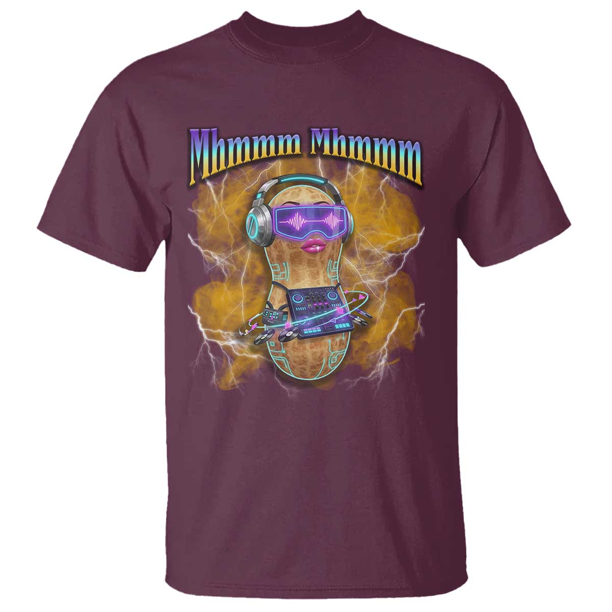 Funny Burnt Peanut Goop T Shirt DJ Music Meme TS14 Maroon Print Your Wear