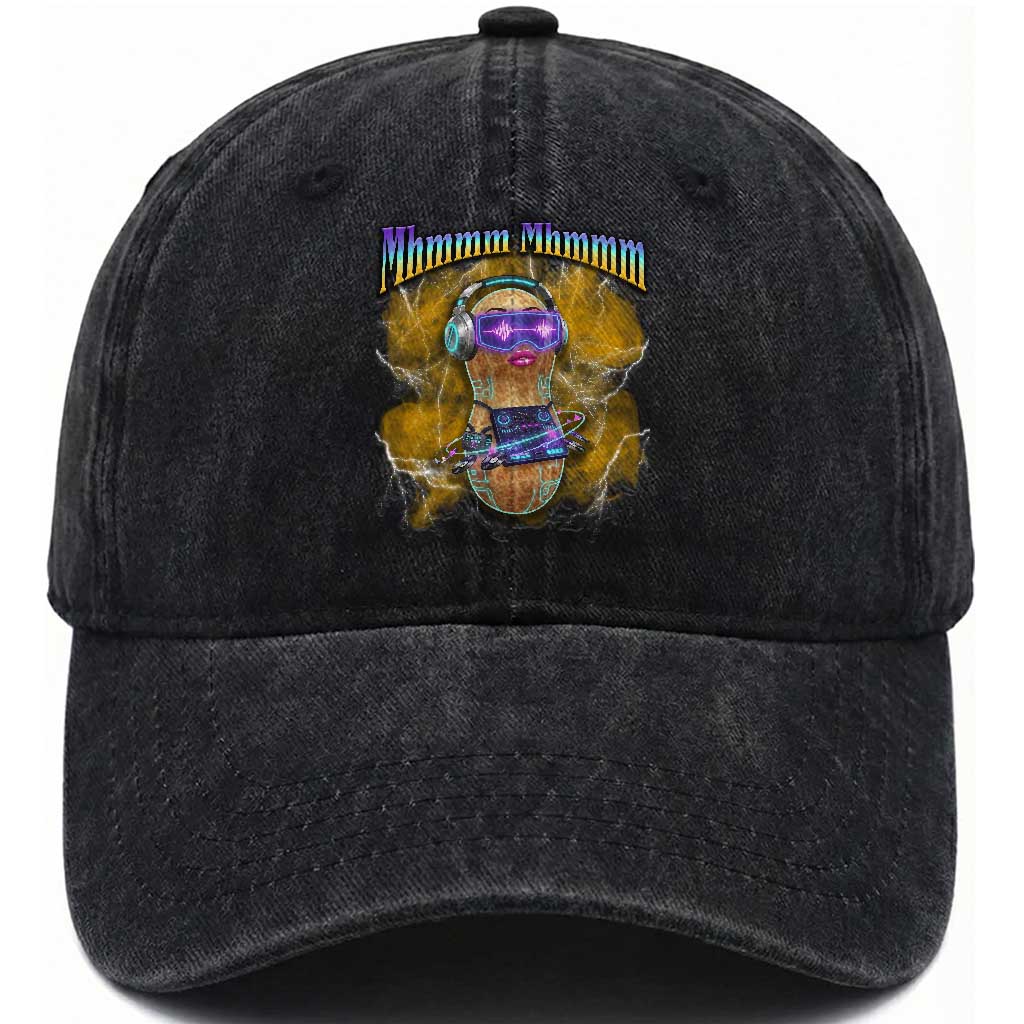 Funny Burnt Peanut Goop Washed Cotton Baseball Cap DJ Music Meme TS14 Washed Cap Universal Fit Black Print Your Wear