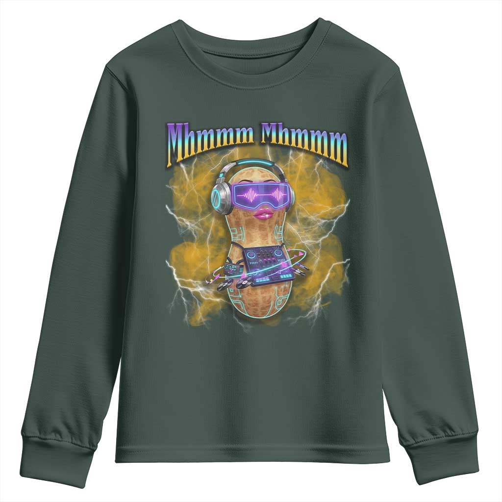Funny Burnt Peanut Goop Youth Sweatshirt DJ Music Meme TS14 Dark Forest Green Print Your Wear