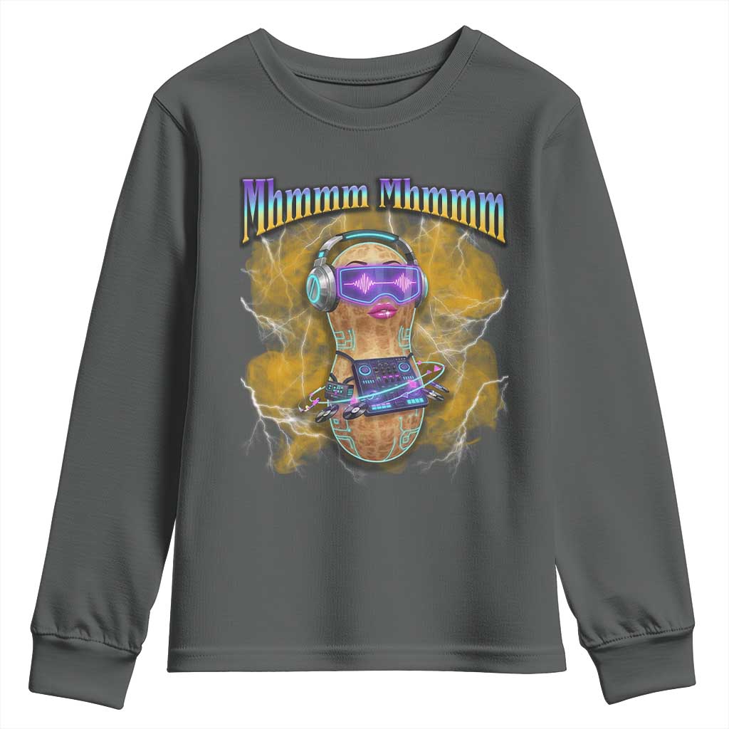 Funny Burnt Peanut Goop Youth Sweatshirt DJ Music Meme TS14 Dark Heather Print Your Wear
