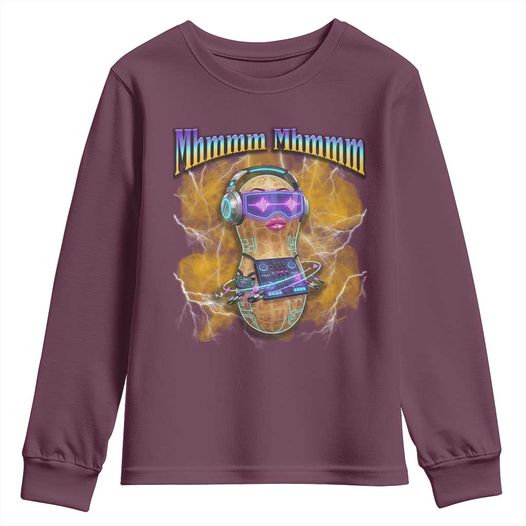 Funny Burnt Peanut Goop Youth Sweatshirt DJ Music Meme TS14 Maroon Print Your Wear
