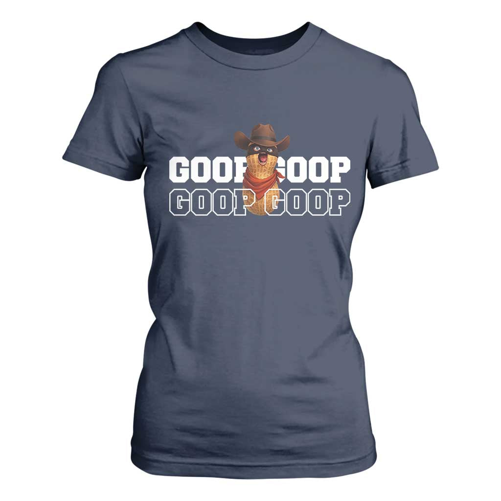 Funny Burnt Peanut Goop T Shirt For Women Internet Viral Meme Trendy TS14 Navy Print Your Wear