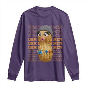 Funny Burnt Peanut Goop Long Sleeve Shirt Uhm Excuse Me TS14 Purple Print Your Wear