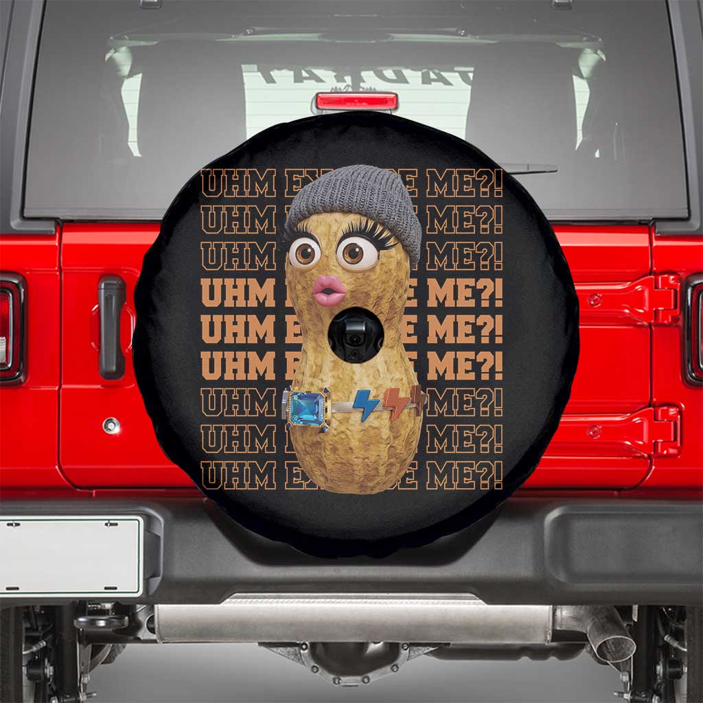Funny Burnt Peanut Goop Spare Tire Cover Uhm Excuse Me TS14 Black Print Your Wear