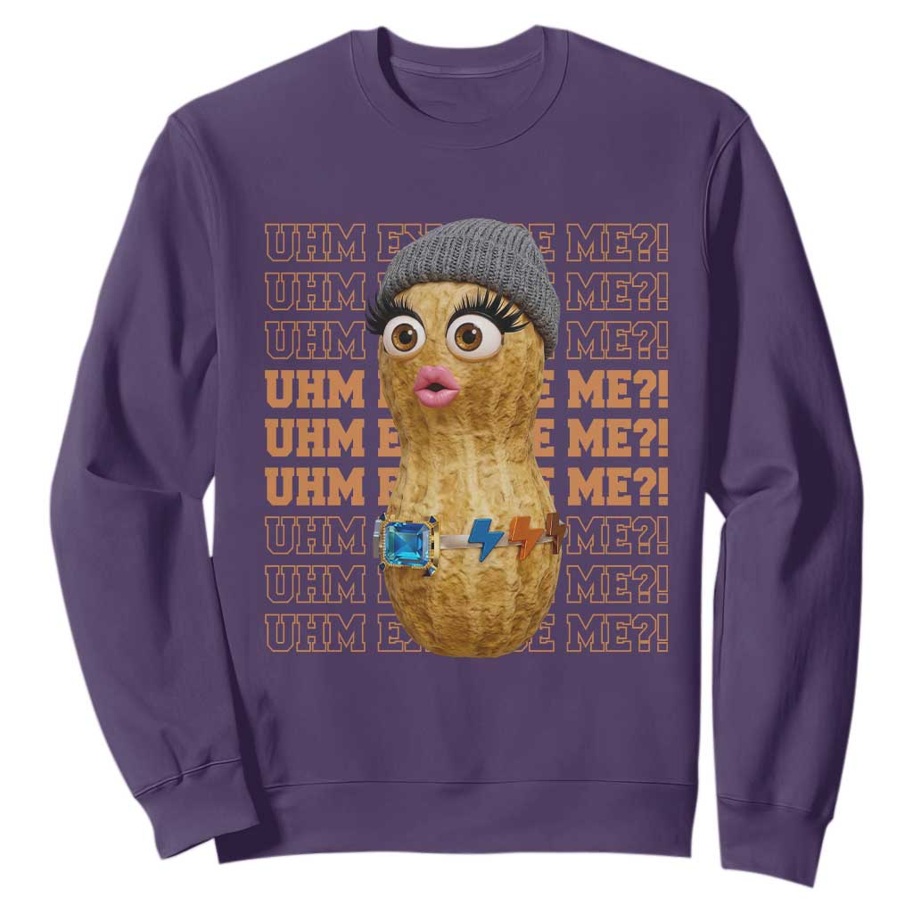 Funny Burnt Peanut Goop Sweatshirt Uhm Excuse Me TS14 Purple Print Your Wear