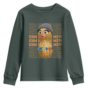 Funny Burnt Peanut Goop Youth Sweatshirt Uhm Excuse Me TS14 Dark Forest Green Print Your Wear
