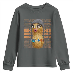 Funny Burnt Peanut Goop Youth Sweatshirt Uhm Excuse Me TS14 Dark Heather Print Your Wear