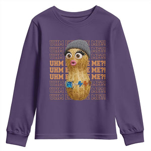 Funny Burnt Peanut Goop Youth Sweatshirt Uhm Excuse Me TS14 Purple Print Your Wear
