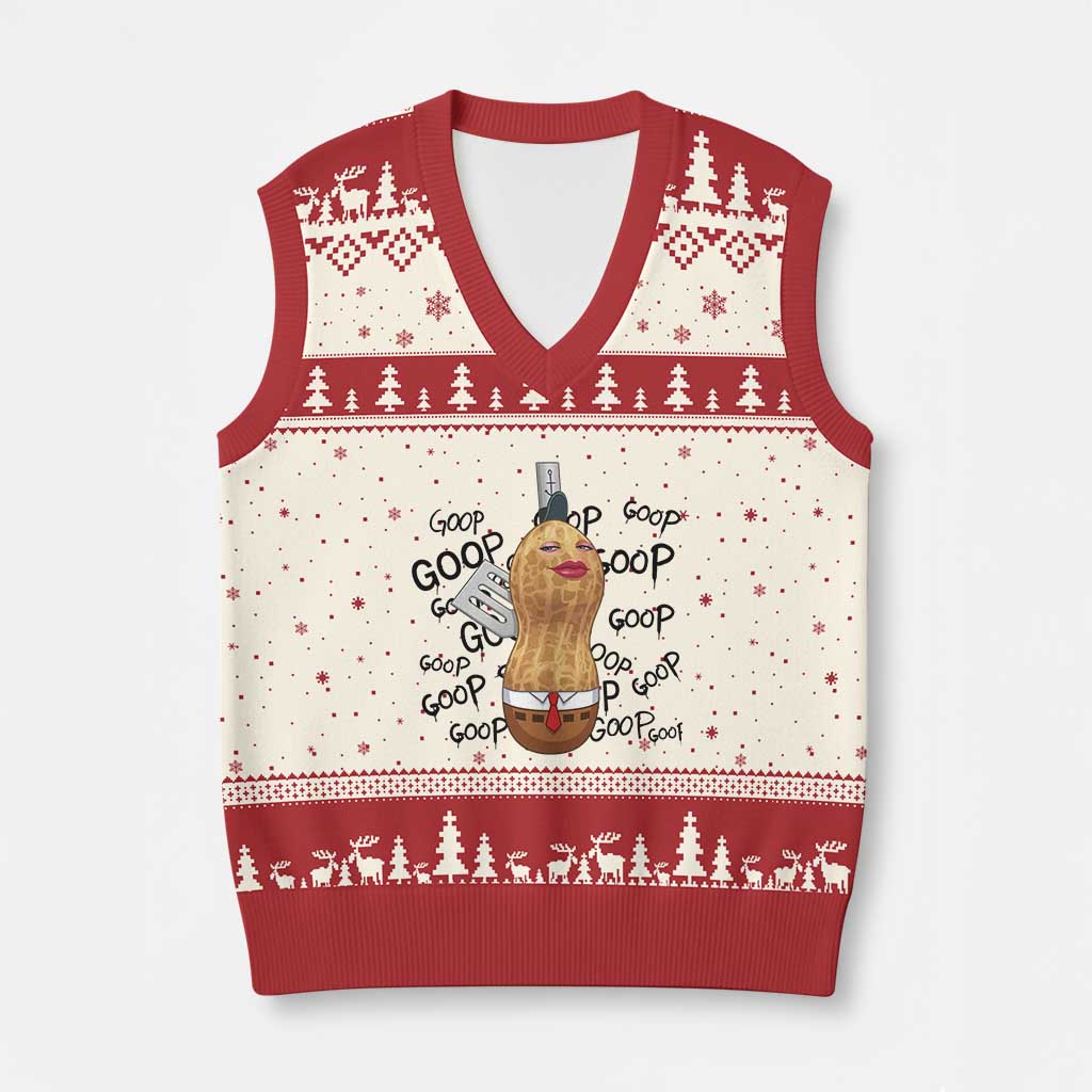 Funny Burnt Peanut V-Neck Knit Sweater Vest Goop Bungulato Homage TS14 Beige Red Print Your Wear