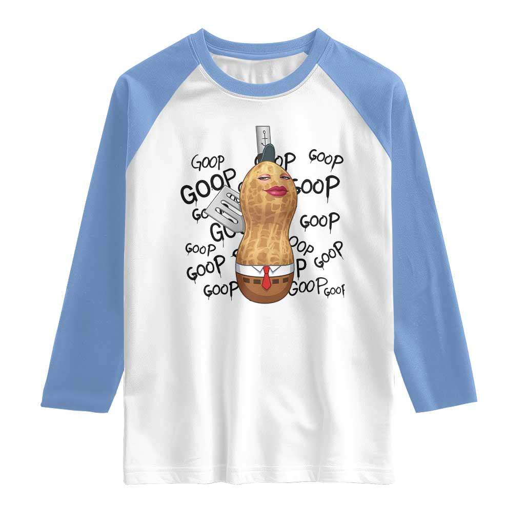 Funny Burnt Peanut Raglan Shirt Goop Bungulato Homage TS14 White Carolina Blue Print Your Wear