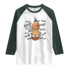 Funny Burnt Peanut Raglan Shirt Goop Bungulato Homage TS14 White Dark Forest Green Print Your Wear