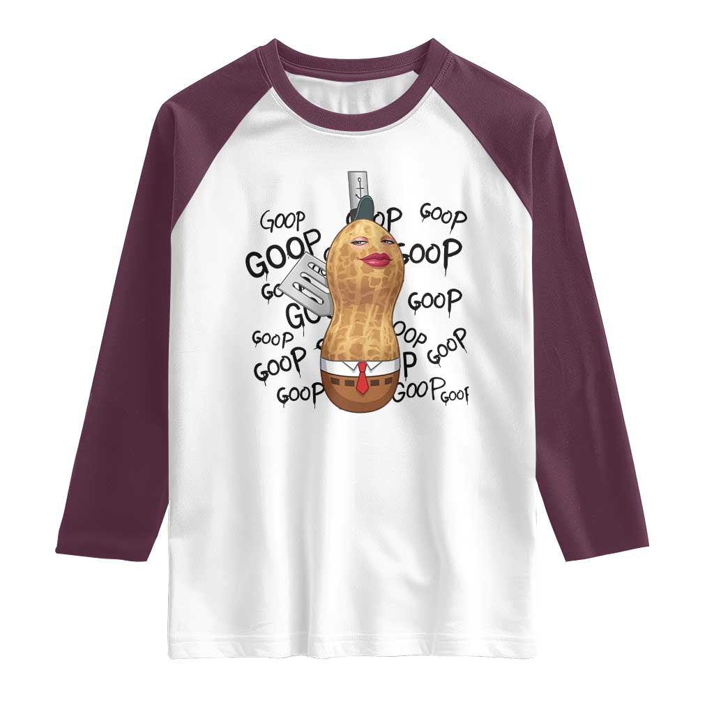 Funny Burnt Peanut Raglan Shirt Goop Bungulato Homage TS14 White Maroon Print Your Wear