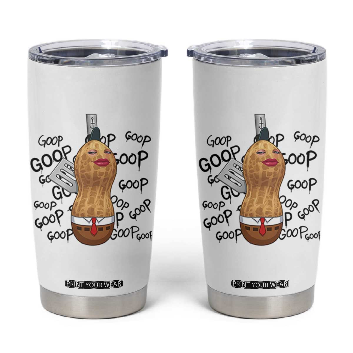 Funny Burnt Peanut Tumbler Cup Goop Bungulato Homage TS14 White Print Your Wear