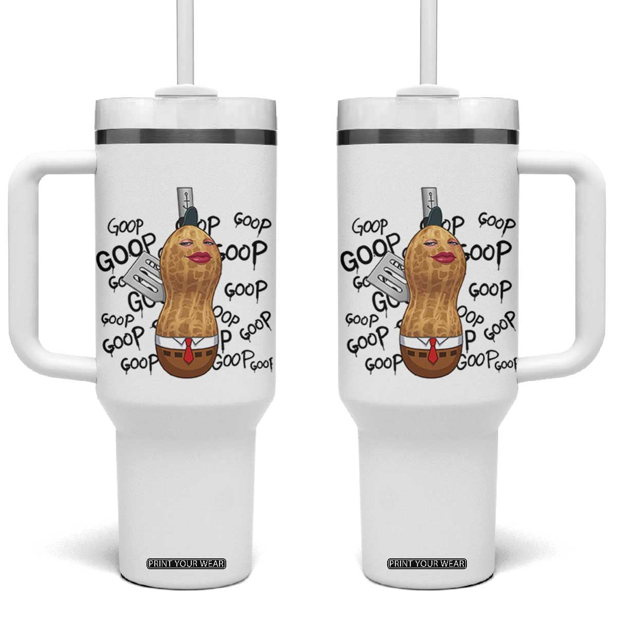 Funny Burnt Peanut Tumbler With Handle Goop Bungulato Homage TS14 One Size: 40 oz White Print Your Wear