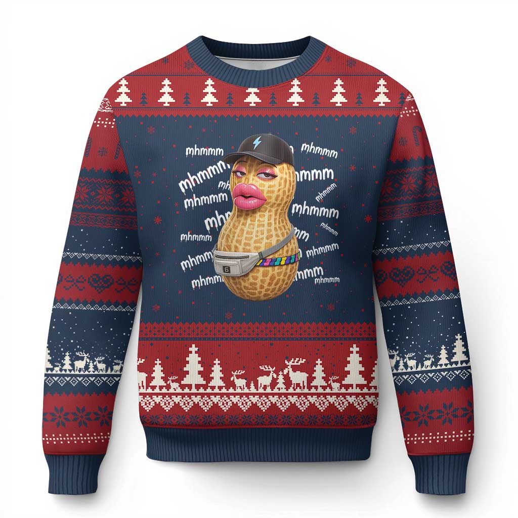 Funny Burnt Peanut Goop Ugly Christmas Sweater Mhmmm Goop Bungulato TS14 Navy Red Print Your Wear