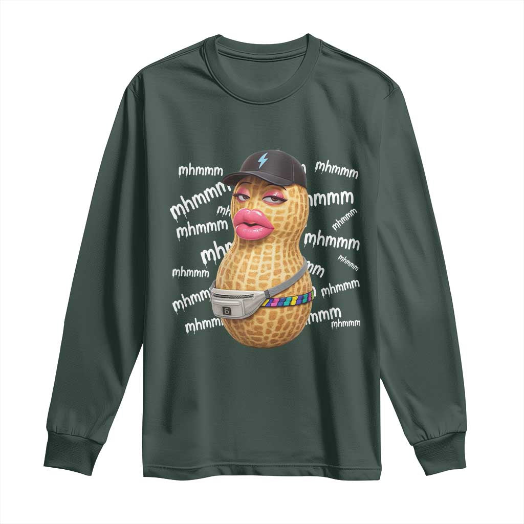 Funny Burnt Peanut Goop Long Sleeve Shirt Mhmmm Goop Bungulato TS14 Dark Forest Green Print Your Wear