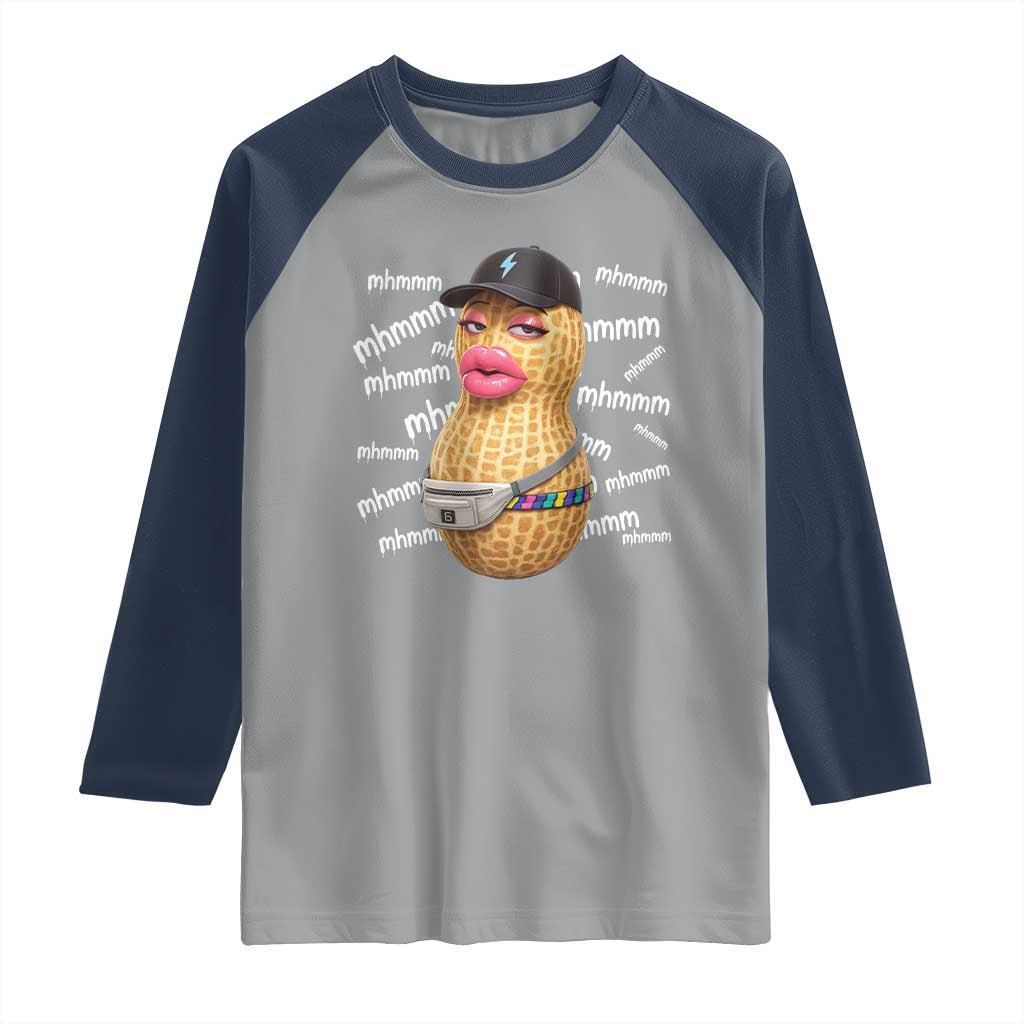 Funny Burnt Peanut Goop Raglan Shirt Mhmmm Goop Bungulato TS14 Sport Gray Navy Print Your Wear