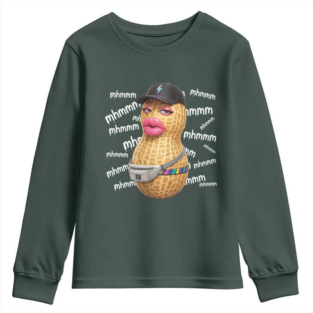 Funny Burnt Peanut Goop Youth Sweatshirt Mhmmm Goop Bungulato TS14 Dark Forest Green Print Your Wear