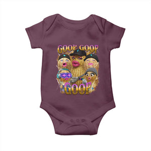 Funny Burnt Peanut Goop Baby Onesie Bungulato 90s Bootleg Meme Trendy TS14 Maroon Print Your Wear