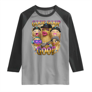 Funny Burnt Peanut Goop Raglan Shirt Bungulato 90s Bootleg Meme Trendy TS14 Sport Gray Black Print Your Wear