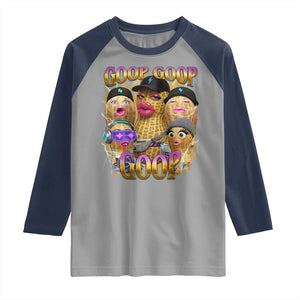 Funny Burnt Peanut Goop Raglan Shirt Bungulato 90s Bootleg Meme Trendy TS14 Sport Gray Navy Print Your Wear