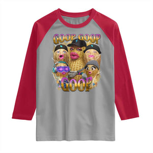 Funny Burnt Peanut Goop Raglan Shirt Bungulato 90s Bootleg Meme Trendy TS14 Sport Gray Red Print Your Wear