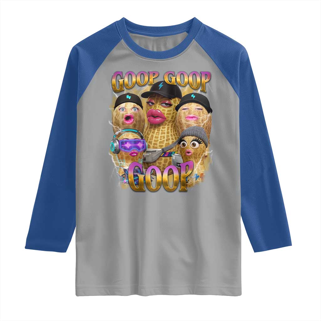 Funny Burnt Peanut Goop Raglan Shirt Bungulato 90s Bootleg Meme Trendy TS14 Sport Gray Royal Print Your Wear