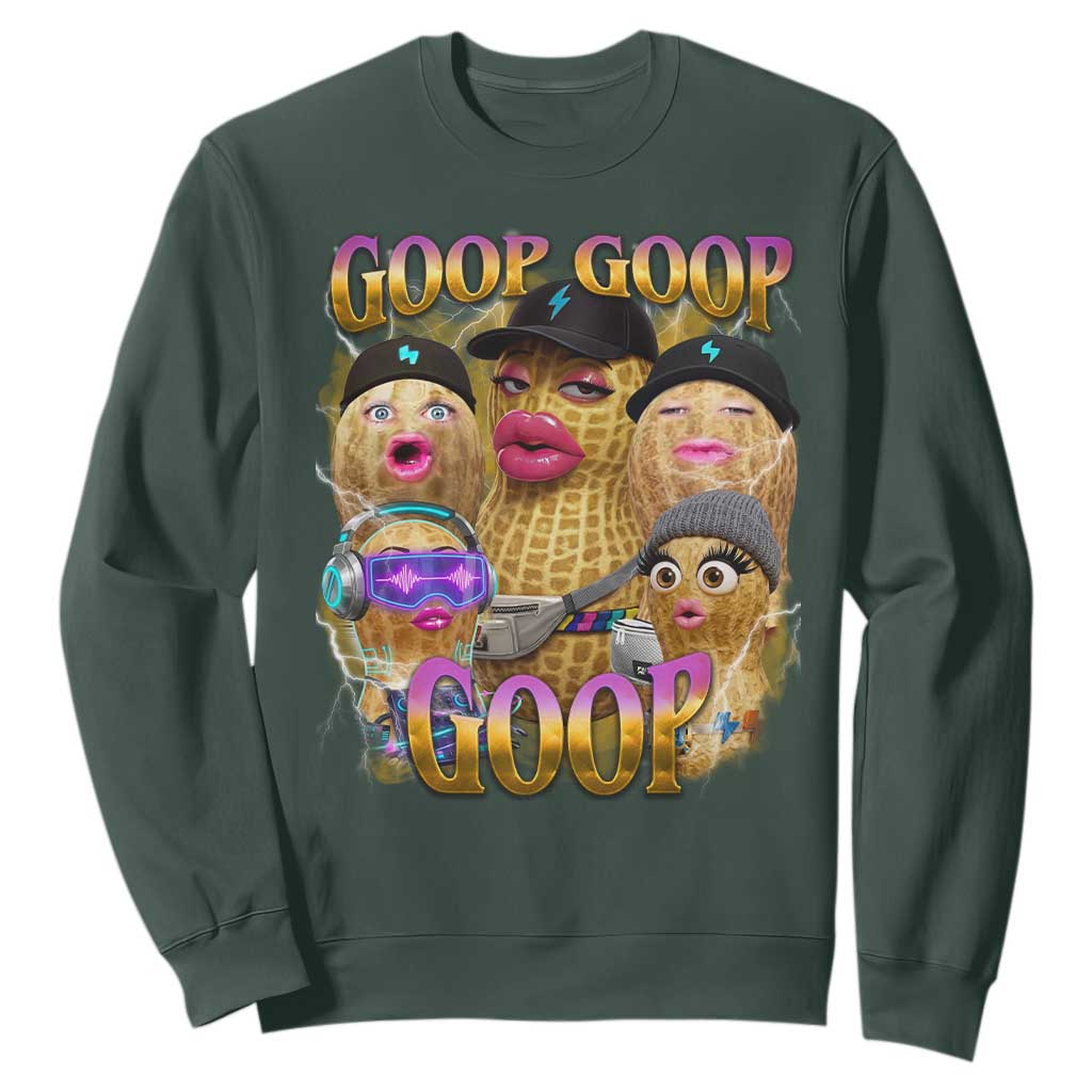 Funny Burnt Peanut Goop Sweatshirt Bungulato 90s Bootleg Meme Trendy TS14 Dark Forest Green Print Your Wear