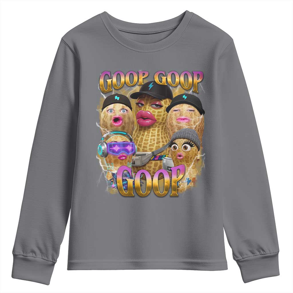 Funny Burnt Peanut Goop Youth Sweatshirt Bungulato 90s Bootleg Meme Trendy TS14 Charcoal Print Your Wear