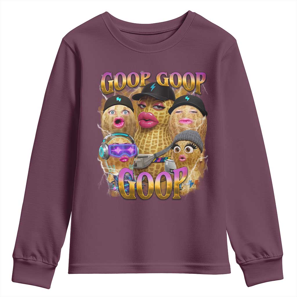 Funny Burnt Peanut Goop Youth Sweatshirt Bungulato 90s Bootleg Meme Trendy TS14 Maroon Print Your Wear