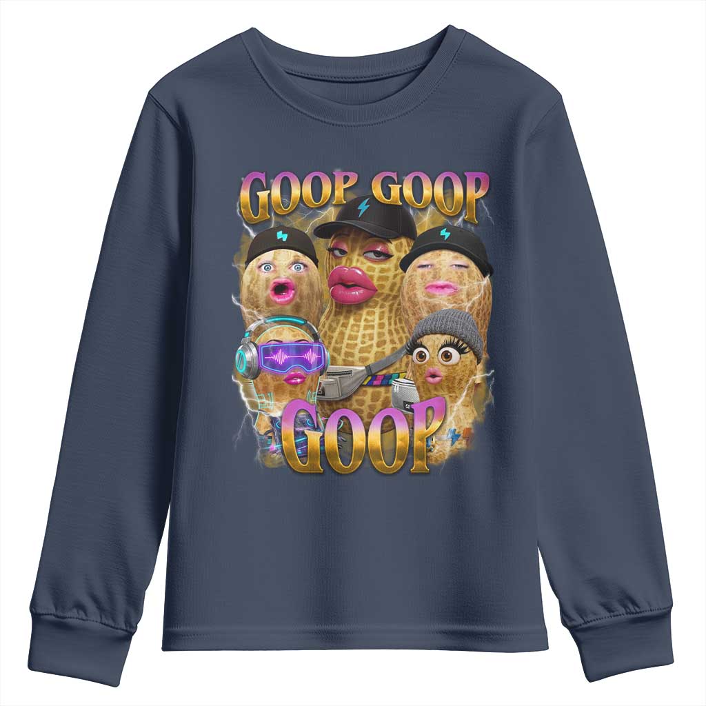 Funny Burnt Peanut Goop Youth Sweatshirt Bungulato 90s Bootleg Meme Trendy TS14 Navy Print Your Wear