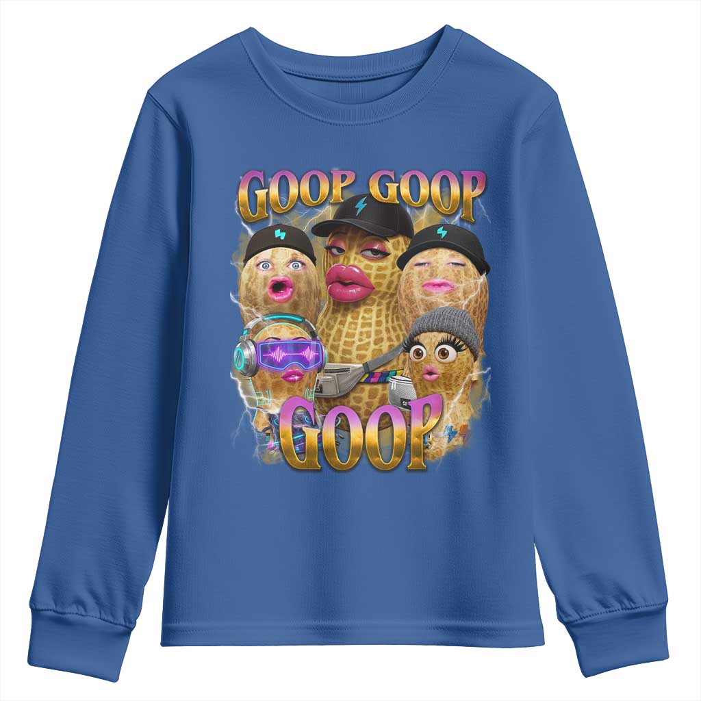 Funny Burnt Peanut Goop Youth Sweatshirt Bungulato 90s Bootleg Meme Trendy TS14 Royal Blue Print Your Wear