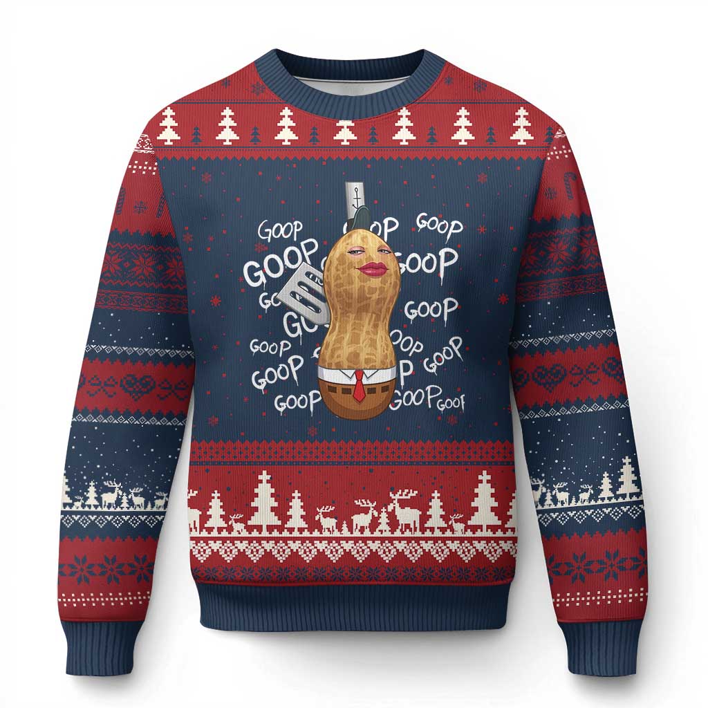 Funny Burnt Peanut Bungulator Ugly Christmas Sweater Mhmmm Goop Goop TS14 Navy Red Print Your Wear