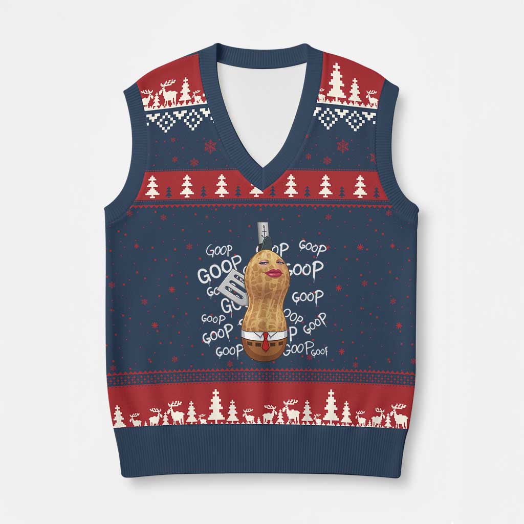 Funny Burnt Peanut Bungulator V-Neck Knit Sweater Vest Mhmmm Goop Goop TS14 Navy Red Print Your Wear