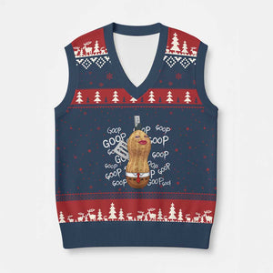 Funny Burnt Peanut Bungulator V-Neck Knit Sweater Vest Mhmmm Goop Goop TS14 Navy Red Print Your Wear