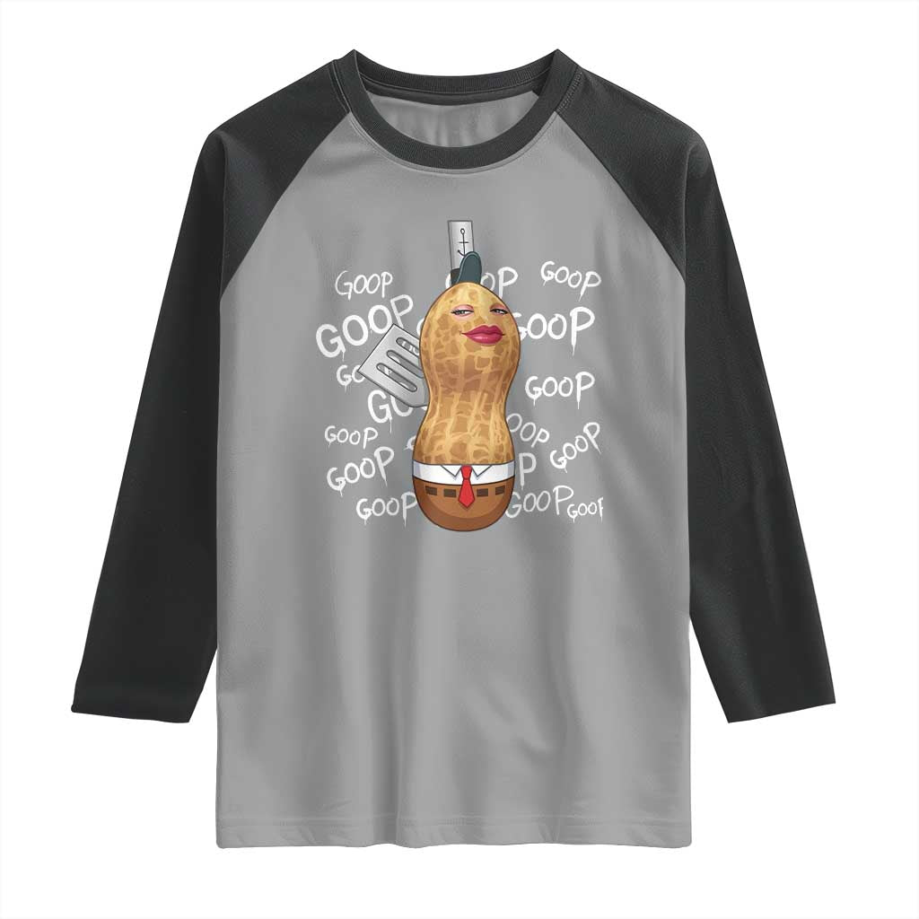 Funny Burnt Peanut Bungulator Raglan Shirt Mhmmm Goop Goop TS14 Sport Gray Black Print Your Wear