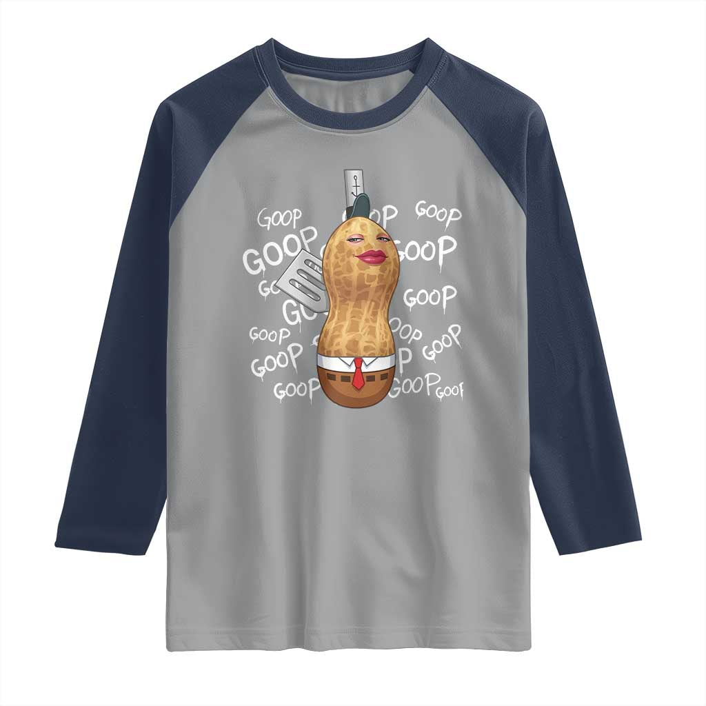 Funny Burnt Peanut Bungulator Raglan Shirt Mhmmm Goop Goop TS14 Sport Gray Navy Print Your Wear
