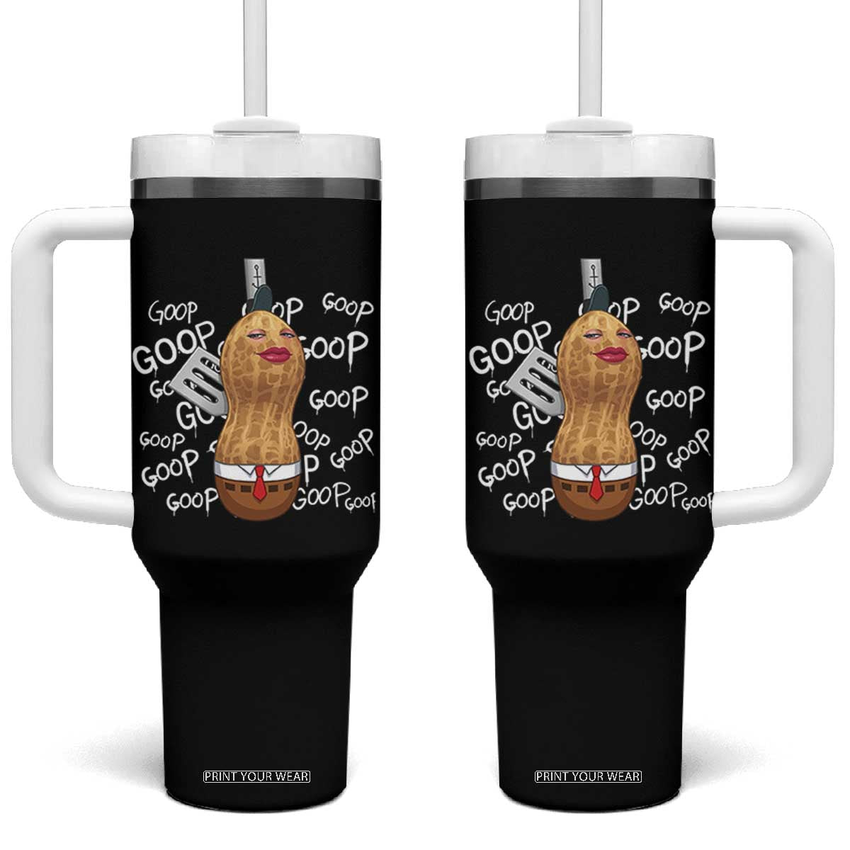 Funny Burnt Peanut Bungulator Tumbler With Handle Mhmmm Goop Goop TS14 One Size: 40 oz Black Print Your Wear