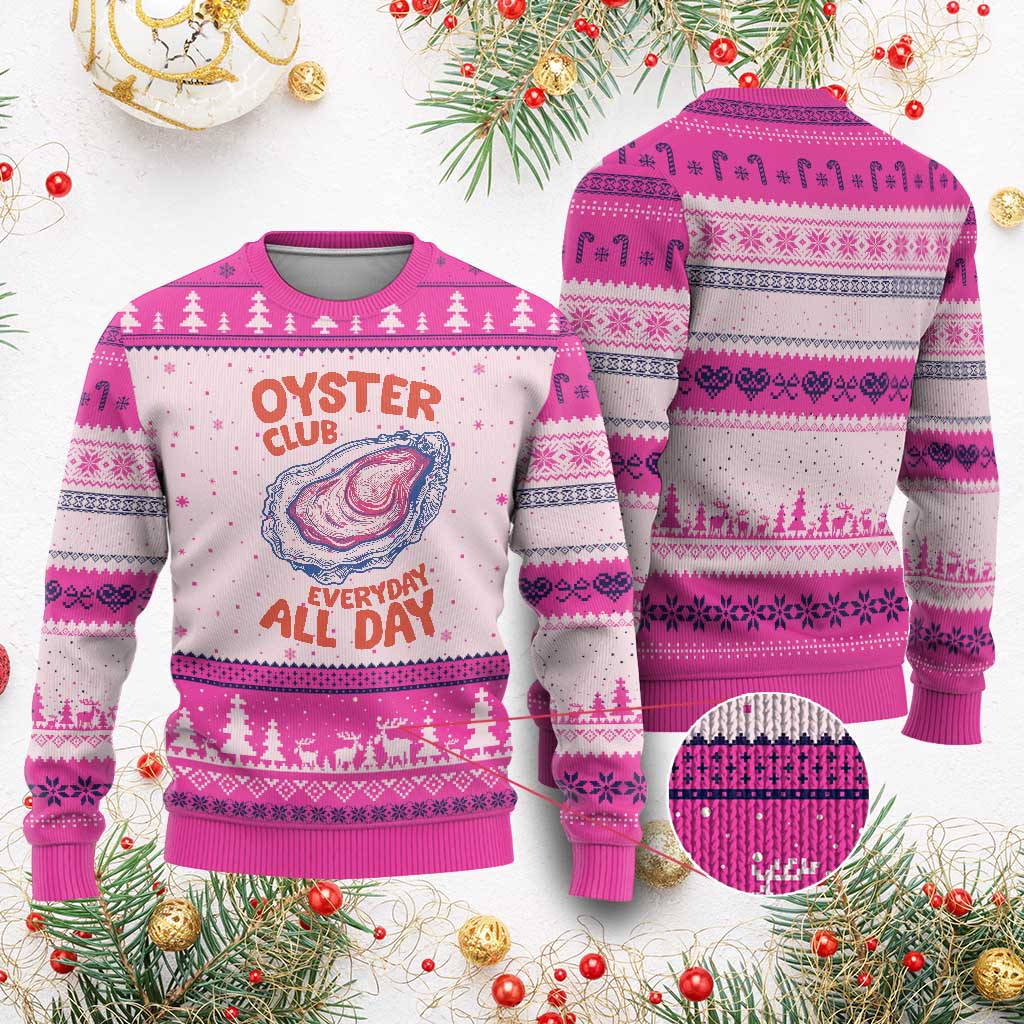 Oyster Club Ugly Christmas Sweater Retro Summer Beach Vacation Gift TS14 Hot Pink Print Your Wear