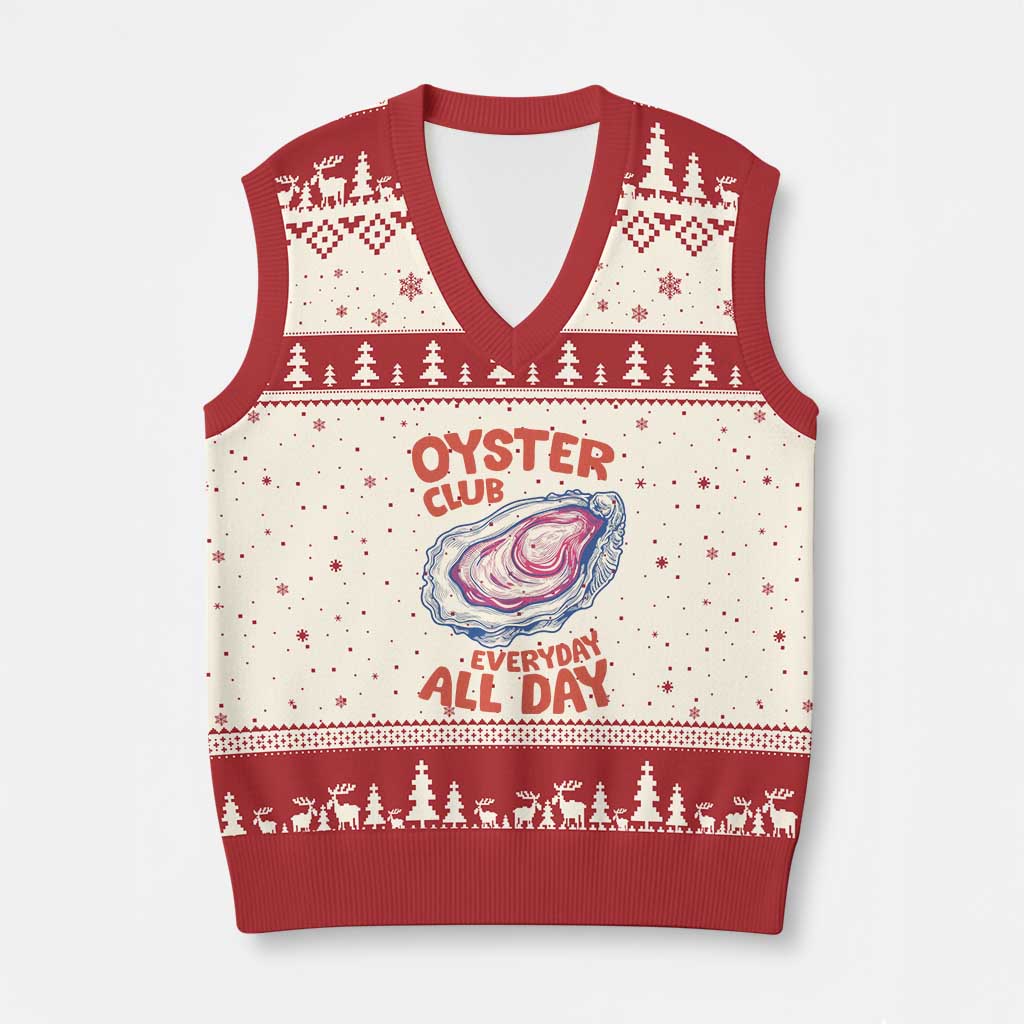 Oyster Club V-Neck Knit Sweater Vest Retro Summer Beach Vacation Gift TS14 Beige Red Print Your Wear