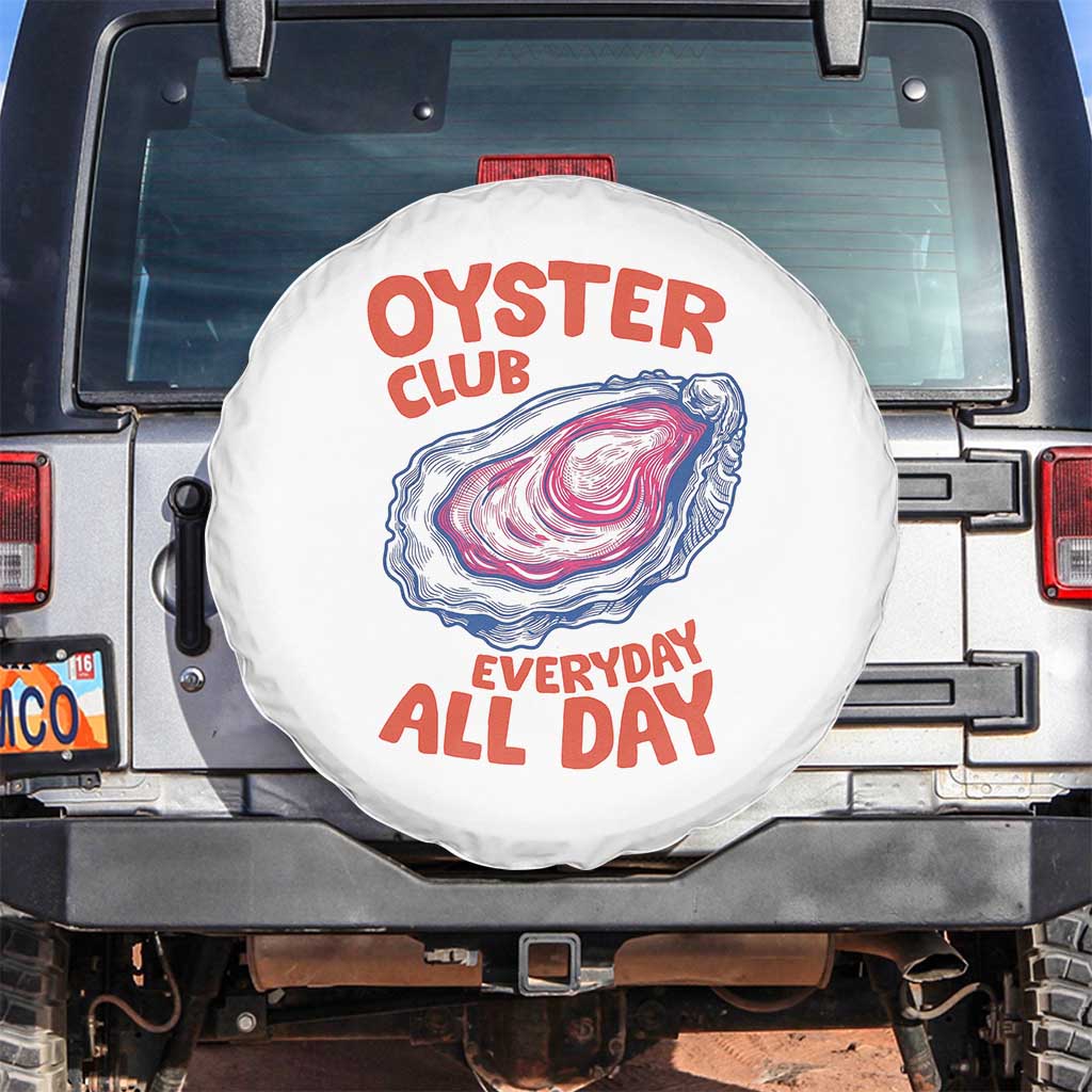 Oyster Club Spare Tire Cover Retro Summer Beach Vacation Gift TS14 No hole White Print Your Wear